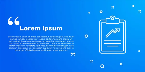 Vit Linje Urklipp Med Diagram Ikonen Isolerad Blå Bakgrund Rapportera — Stock vektor