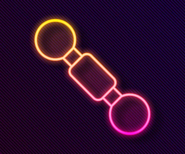 Ragyogó Neon Vonal Dumbbell Ikon Elszigetelt Fekete Háttérrel Izomemelő Ikon — Stock Vector