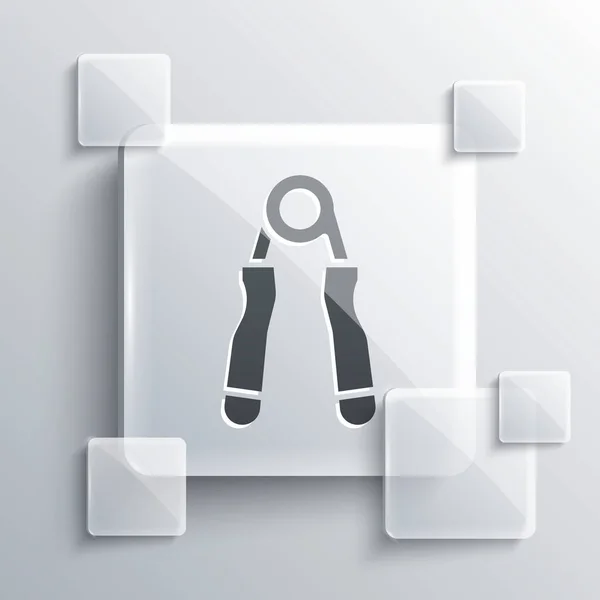 Grey Sport expander icon isolated on grey background. Sport equipment. Square glass panels. Vector. — Stock Illustration Grey Sport Expander Icon Isolated Grey Background Sport Equipment Square Royalty Free Stock Illustrations