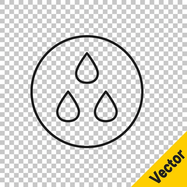 Línea Negra Icono Gota Agua Aislado Sobre Fondo Transparente Vector — Archivo Imágenes Vectoriales