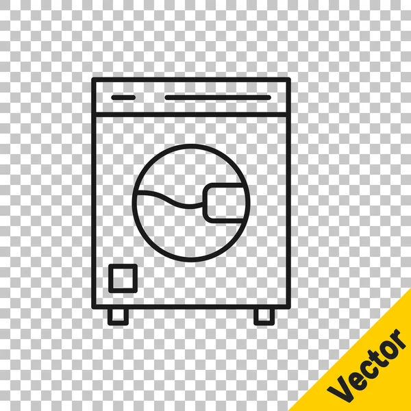 Black Line Washer Icon Isolated Transparent Background Washing Machine Icon — Stock Vector