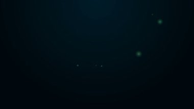 Parlayan neon çizgisi ölçme kabı simgesi siyah arkaplanda izole edildi. Plastik şişenin sapı var. 4K Video hareketli grafik canlandırması