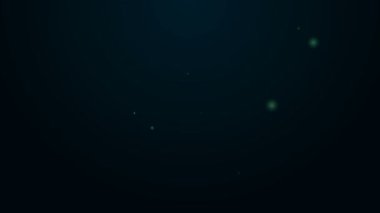 Siyah arkaplanda izole edilmiş tıbbi ikon için parlayan neon çizgisi büyüteç. Hastane araması. 4K Video hareketli grafik canlandırması