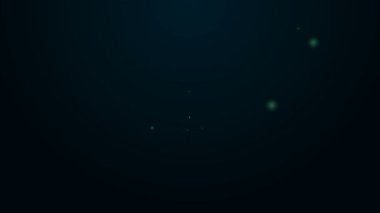 Parlayan neon çizgi simgesi siyah arkaplanda izole edildi. Kazanan başarı işareti. Ödül madalyası. 4K Video hareketli grafik canlandırması