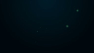 Siyah arkaplanda izole edilmiş bir raf üçgeni ikonunda parlayan neon çizgisi bilardo topları. 4K Video hareketli grafik canlandırması