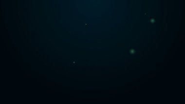 Masa tenisi ikonunu çalmak için parlayan neon hattı raketi siyah arkaplanda izole edildi. 4K Video hareketli grafik canlandırması