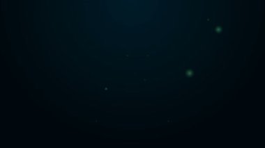 Parlayan neon hattı araba pili güç kablosu simgesi siyah arkaplanda izole edildi. 4K Video hareketli grafik canlandırması