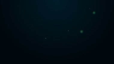 Parlayan neon çizgisi araba dikiz aynası ikonu siyah arkaplanda izole edildi. 4K Video hareketli grafik canlandırması