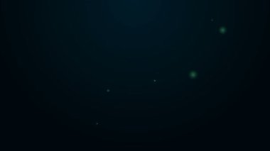 Siyah arka planda parlayan neon çizgili sokak tabelası kahve ikonu. 4K Video hareketli grafik canlandırması