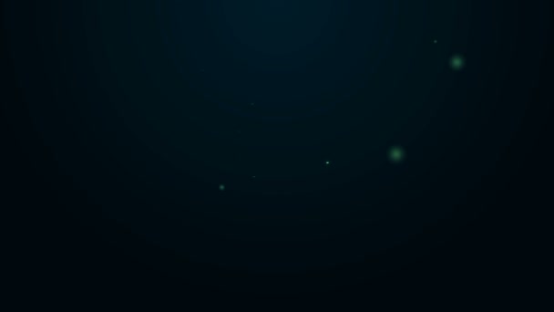 Светящийся неоновая линия Кофеварка значок изолирован на черном фоне. Видеографическая анимация 4K — стоковое видео