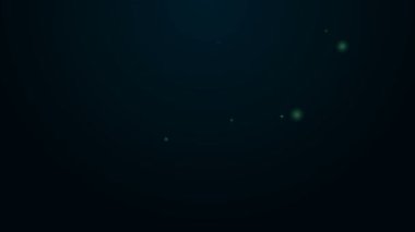 Parlayan neon çizgisi direksiyon simgesi siyah arkaplanda izole edildi. Araba tekeri ikonu. 4K Video hareketli grafik canlandırması