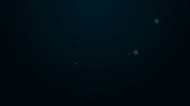 Parlayan neon hattı tenis topu ikonu siyah arkaplanda izole edildi. Spor malzemeleri. 4K Video hareketli grafik canlandırması