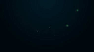 Parlayan neon çizgi simgesi siyah arkaplanda izole edildi. Kazanan başarı işareti. Ödül madalyası. 4K Video hareketli grafik canlandırması