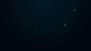 Tee ikonunda parlayan neon hattı golf topu siyah arkaplanda izole edildi. 4K Video hareketli grafik canlandırması