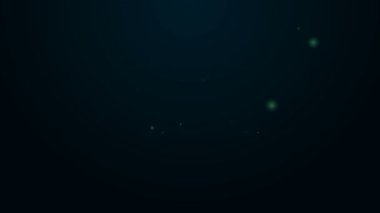 Parlayan neon çizgisi dağ bisikleti ikonu siyah arka planda izole edildi. 4K Video hareketli grafik canlandırması