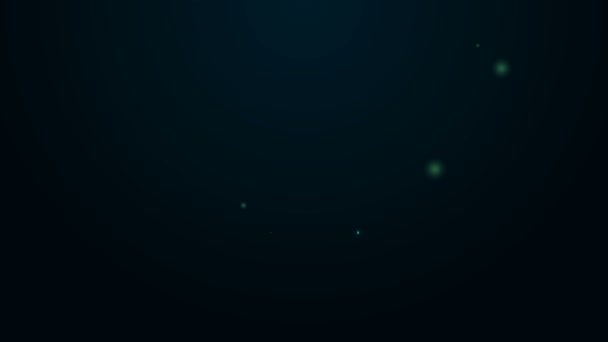 Zářící neonová čára Taška kávových zrn ikona izolované na černém pozadí. Grafická animace pohybu videa 4K — Stock video