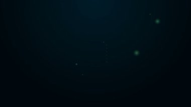 Parlayan neon hattı dağcı halat simgesi siyah arkaplanda izole edildi. Olağanüstü bir spor. Spor malzemeleri. 4K Video hareketli grafik canlandırması