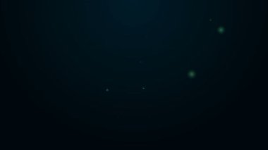 Parlayan neon hattı Longboard veya kaykay kruvazörü simgesi siyah arkaplanda izole edildi. Olağanüstü bir spor. Spor malzemeleri. 4K Video hareketli grafik canlandırması