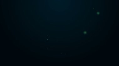 Siyah zemin üzerinde su ikonu olan parlak neon çizgisi. Soda bardağı. 4K Video hareketli grafik canlandırması