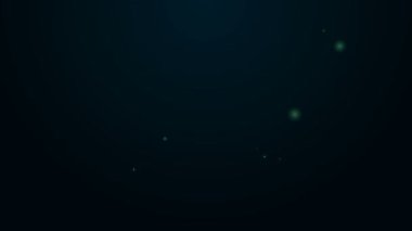 Parlayan neon hattı bilgisayar monitörü simgesi siyah arkaplanda izole edildi. Bilgisayar bileşeni işareti. 4K Video hareketli grafik canlandırması