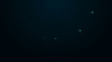Parlayan neon çizgi simgesi siyah arkaplanda izole edildi. Kazanan başarı işareti. Ödül madalyası. 4K Video hareketli grafik canlandırması