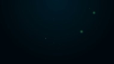 Siyah arkaplanda silgi simgesi olan parlak neon çizgili kalem. Çizim ve eğitim araçları. Okul sembolü. 4K Video hareketli grafik canlandırması