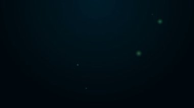 Parlayan neon çizgisi cetvel simgesi siyah arkaplanda izole edildi. Düz sembol. 4K Video hareketli grafik canlandırması