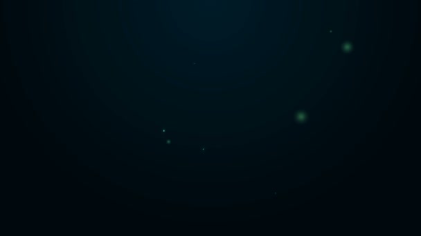 Zářící neonová čára Velká láhev s čistou vodou a lupou ikona izolované na černém pozadí. Plastová nádoba na chladič. Grafická animace pohybu videa 4K — Stock video