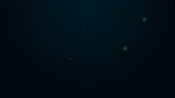 Žhnoucí neonová čára Sprcha hlava s kapkami vody tekoucí ikona izolované na černém pozadí. Grafická animace pohybu videa 4K — Stock video