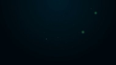 Parlayan neon hattı Atom simgesi siyah arkaplanda izole edildi. Bilimin, eğitimin, nükleer fiziğin, bilimsel araştırmaların sembolü. 4K Video hareketli grafik canlandırması