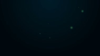 Parlayan neon hattı çiçek simgesi siyah arkaplanda izole edildi. 4K Video hareketli grafik canlandırması