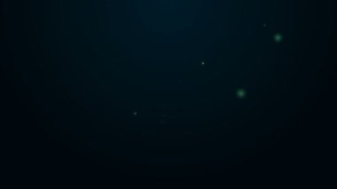 Siyah zemin üzerinde izole edilmiş özel bir bitki simgesinin tohumlarıyla dolu parlak neon hattı. 4K Video hareketli grafik canlandırması