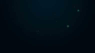 Parlayan neon hattı anahtarı siyah arkaplanda izole edilmiş asma kilit simgesinin içinde kırıldı. Asma kilit işareti. Güvenlik, güvenlik, koruma, gizlilik kavramı. 4K Video hareketli grafik canlandırması