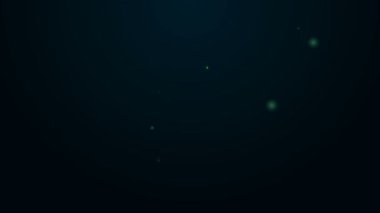 Parlayan neon hattı kahve makinesi simgesi siyah arka planda izole edildi. 4K Video hareketli grafik canlandırması