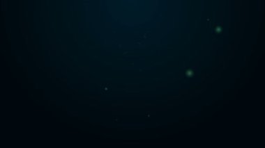 Parlayan neon hattı. Esrar ikonundaki bitki siyah arkaplanda izole edilmiş. Tencerede yetişen bir bitki. Saksı bitkisi işareti. 4K Video hareketli grafik canlandırması