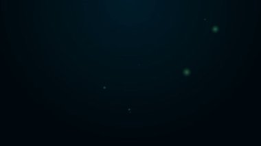 Siyah zemin üzerinde çiçek simgesi olan parlak neon çizgisi konumu. 4K Video hareketli grafik canlandırması