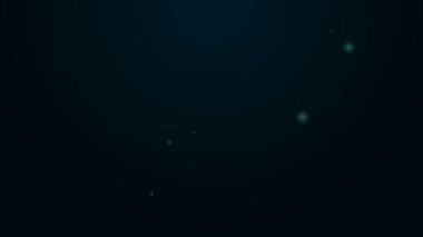 Siyah zemin üzerinde izole edilmiş özel bir bitki simgesinin tohumlarıyla dolu parlak neon hattı. 4K Video hareketli grafik canlandırması