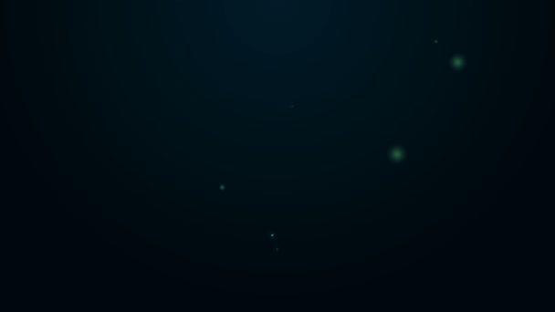 Línea de neón brillante Ubicación con icono de engranaje aislado sobre fondo negro. Animación gráfica de vídeo 4K — Vídeo de stock