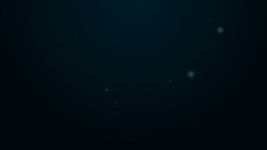 Parlayan neon hattı bilgi simgesi siyah arkaplanda izole edildi. 4K Video hareketli grafik canlandırması