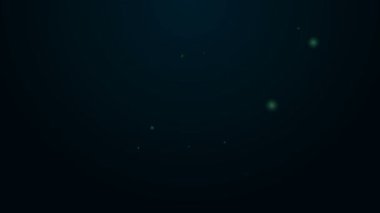 Parlayan neon hattı Arama evi simgesi siyah arkaplanda izole edildi. Büyüteç altındaki bir evin emlak sembolü. 4K Video hareketli grafik canlandırması