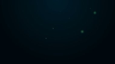 Parlayan neon hattı siyah arka planda izole edilmiş tencere pişirme ikonu. Haşlama ya da güveç besin sembolü. 4K Video hareketli grafik canlandırması