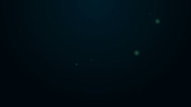 Siyah arkaplanda silgi simgesi olan parlak neon çizgili kalem. Çizim ve eğitim araçları. Okul sembolü. 4K Video hareketli grafik canlandırması