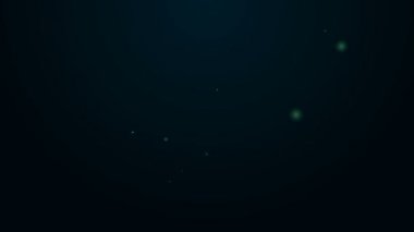 Parlayan neon hattı çevrimiçi video simgesi siyah arkaplanda izole edildi. Bilgisayar monitörü ve oyun işaretli film şeridi. 4K Video hareketli grafik canlandırması