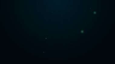 Parlayan neon hattı kağıt poşet ikonu siyah arka planda izole edildi. Paket işareti. 4K Video hareketli grafik canlandırması