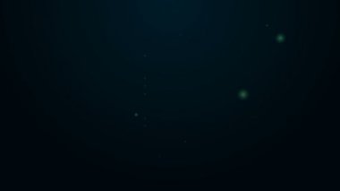 Parlayan neon çizgisi, siyah arkaplanda izole edilmiş makara simgesine iplik dikmek. İplik makarası. İplik kutusu. 4K Video hareketli grafik canlandırması