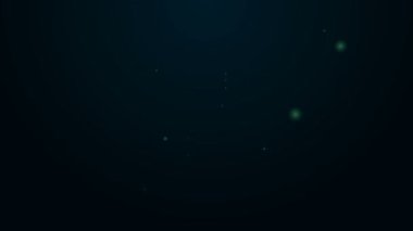 Parlak neon çizgisinde dikiş ipliği ve düğme simgesi siyah arkaplanda izole edildi. İplik makarası. İplik kutusu. 4K Video hareketli grafik canlandırması