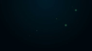 Parlayan neon hattı dikiş makinesi simgesi siyah arkaplanda izole edildi. 4K Video hareketli grafik canlandırması