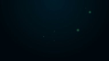 Parlak neon çizgisi tabakaları siyah arkaplanda izole edilmiş tekstil ikonu. Kumaş özellikleri. 4K Video hareketli grafik canlandırması