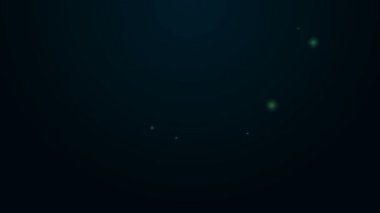 Siyah arkaplanda izole edilmiş giysi simgesi için parlayan neon çizgisi dikiş düğmesi. Giysi düğmesi. 4K Video hareketli grafik canlandırması