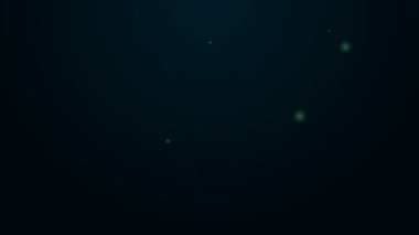 Siyah arkaplanda ahşap saplı parlayan neon hattı Awl aracı. İş gereçleri terzi endüstrisi. 4K Video hareketli grafik canlandırması